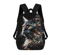 sinyumoney Kids Backpacks Colorful Abstract Cat Art-1 Backpack School Backpack Children School Bag Travel Rucksacks Book Bags 3D Printed Backpack for Kids Boys And Girls 17inch