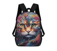 sinyumoney Kids Backpacks Colorful Abstract Cat Art-16 Backpack School Backpack Children School Bag Travel Rucksacks Book Bags 3D Printed Backpack for Kids Boys And Girls 17inch