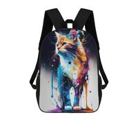 sinyumoney Kids Backpacks, Colorful Abstract Cat Art-6 Kids Backpack Student School Bag 3D Printed Bag Travel Backpacks Fashion Backpack Children Waterproof School Bags 17inch