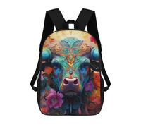sinyumoney Kids Backpacks Colorful Bull Portrait-3 Backpack School Backpack Children School Bag Travel Rucksacks Book Bags 3D Printed Backpack for Kids Boys And Girls 17inch