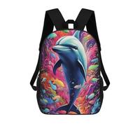 sinyumoney Kids Backpacks, Colorful Dolphin Underwater Scene Kids Backpack Student School Bag 3D Printed Bag Travel Backpacks Fashion Backpack Children Waterproof School Bags 17inch