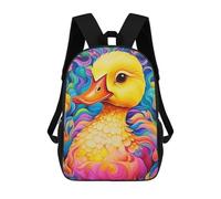 sinyumoney Kids Backpacks, Colorful Duck Illustration-1 Kids Backpack Student School Bag 3D Printed Bag Travel Backpacks Fashion Backpack Children Waterproof School Bags 17inch