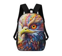 sinyumoney Kids Backpacks, Colorful Eagle Portrait-5 Kids Backpack Student School Bag 3D Printed Bag Travel Backpacks Fashion Backpack Children Waterproof School Bags 17inch