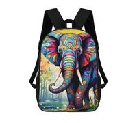 sinyumoney Kids Backpacks, Colorful Elephant Artwork-24 Kids Backpack Student School Bag 3D Printed Bag Travel Backpacks Fashion Backpack Children Waterproof School Bags 17inch