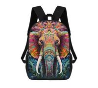 sinyumoney Kids Backpacks, Colorful Elephant Mandala Kids Backpack Student School Bag 3D Printed Bag Travel Backpacks Fashion Backpack Children Waterproof School Bags 17inch