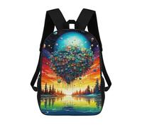 sinyumoney Kids Backpacks, Colorful Floating Cityscape Kids Backpack Student School Bag 3D Printed Bag Travel Backpacks Fashion Backpack Children Waterproof School Bags 17inch
