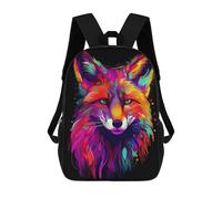 sinyumoney Kids Backpacks, Colorful Fox Portrait Kids Backpack Student School Bag 3D Printed Bag Travel Backpacks Fashion Backpack Children Waterproof School Bags 17inch