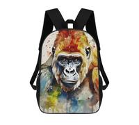 sinyumoney Kids Backpacks Colorful Gorilla Portrait Backpack School Backpack Children School Bag Travel Rucksacks Book Bags 3D Printed Backpack for Kids Boys And Girls 17inch