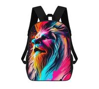 sinyumoney Kids Backpacks, Colorful Lion Artwork Kids Backpack Student School Bag 3D Printed Bag Travel Backpacks Fashion Backpack Children Waterproof School Bags 17inch