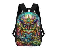 sinyumoney Kids Backpacks, Colorful Owl Illustration-9 Kids Backpack Student School Bag 3D Printed Bag Travel Backpacks Fashion Backpack Children Waterproof School Bags 17inch