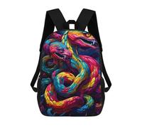sinyumoney Kids Backpacks, Colorful Serpent Illustration Kids Backpack Student School Bag 3D Printed Bag Travel Backpacks Fashion Backpack Children Waterproof School Bags 17inch