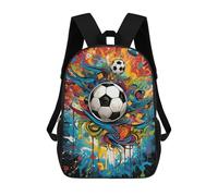 sinyumoney Kids Backpacks, Colorful Soccer Artwork -1 Kids Backpack Student School Bag 3D Printed Bag Travel Backpacks Fashion Backpack Children Waterproof School Bags 17inch