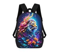 sinyumoney Kids Backpacks, Colorful Tiger Artwork Kids Backpack Student School Bag 3D Printed Bag Travel Backpacks Fashion Backpack Children Waterproof School Bags 17inch