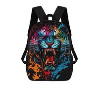 sinyumoney Kids Backpacks, Colorful Tiger Roar Artwork Kids Backpack Student School Bag 3D Printed Bag Travel Backpacks Fashion Backpack Children Waterproof School Bags 17inch