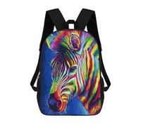 sinyumoney Kids Backpacks, Colorful Zebra Art Print-4 Kids Backpack Student School Bag 3D Printed Bag Travel Backpacks Fashion Backpack Children Waterproof School Bags 17inch