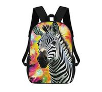 sinyumoney Kids Backpacks, Colorful Zebra Art Print Kids Backpack Student School Bag 3D Printed Bag Travel Backpacks Fashion Backpack Children Waterproof School Bags 17inch