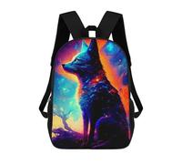 sinyumoney Kids Backpacks, Cosmic Fox Portrait-2 Kids Backpack Student School Bag 3D Printed Bag Travel Backpacks Fashion Backpack Children Waterproof School Bags 17inch