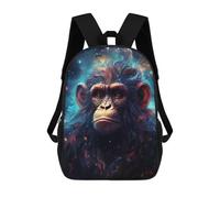 sinyumoney Kids Backpacks, Cosmic Monkey Portrait Kids Backpack Student School Bag 3D Printed Bag Travel Backpacks Fashion Backpack Children Waterproof School Bags 17inch