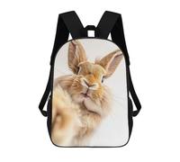 sinyumoney Kids Backpacks Cute Bunny Selfie Backpack School Backpack Children School Bag Travel Rucksacks Book Bags 3D Printed Backpack for Kids Boys And Girls 17inch