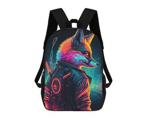sinyumoney Kids Backpacks Cyberfox Neon Artwork Backpack School Backpack Children School Bag Travel Rucksacks Book Bags 3D Printed Backpack for Kids Boys And Girls 17inch