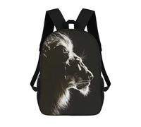 sinyumoney Kids Backpacks Dark Lion Facing Upwards Backpack School Backpack Children School Bag Travel Rucksacks Book Bags 3D Printed Backpack for Kids Boys And Girls 17inch