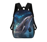 sinyumoney Kids Backpacks, Dolphin in Starry Waters Kids Backpack Student School Bag 3D Printed Bag Travel Backpacks Fashion Backpack Children Waterproof School Bags 17inch