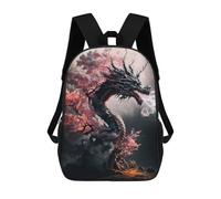 sinyumoney Kids Backpacks, Dragon Amidst Cherry Blossoms. Kids Backpack Student School Bag 3D Printed Bag Travel Backpacks Fashion Backpack Children Waterproof School Bags 17inch