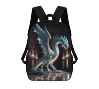 sinyumoney Kids Backpacks, Dragon Statue in Grand Hall -2 Kids Backpack Student School Bag 3D Printed Bag Travel Backpacks Fashion Backpack Children Waterproof School Bags 17inch