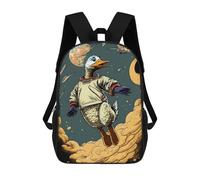 sinyumoney Kids Backpacks, Duck in Space Adventure Kids Backpack Student School Bag 3D Printed Bag Travel Backpacks Fashion Backpack Children Waterproof School Bags 17inch