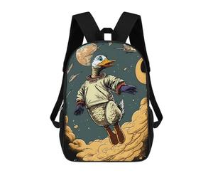 sinyumoney Kids Backpacks, Duck in Space Adventure Kids Backpack Student School Bag 3D Printed Bag Travel Backpacks Fashion Backpack Children Waterproof School Bags 17inch
