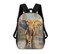 sinyumoney Kids Backpacks, Elephant in Egyptian Cityscape Kids Backpack Student School Bag 3D Printed Bag Travel Backpacks Fashion Backpack Children Waterproof School Bags 17inch