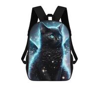 sinyumoney Kids Backpacks, Enchanted Celestial Feline Kids Backpack Student School Bag 3D Printed Bag Travel Backpacks Fashion Backpack Children Waterproof School Bags 17inch
