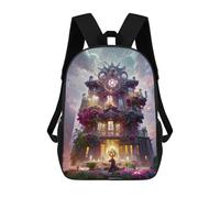 sinyumoney Kids Backpacks Enchanted Clock Tower Backpack School Backpack Children School Bag Travel Rucksacks Book Bags 3D Printed Backpack for Kids Boys And Girls 17inch
