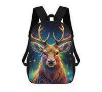 sinyumoney Kids Backpacks Enchanted Forest Deer Portrait -4 Backpack School Backpack Children School Bag Travel Rucksacks Book Bags 3D Printed Backpack for Kids Boys And Girls 17inch