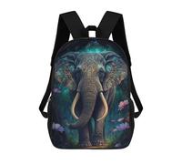 sinyumoney Kids Backpacks, Enchanted Forest Elephant Kids Backpack Student School Bag 3D Printed Bag Travel Backpacks Fashion Backpack Children Waterproof School Bags 17inch