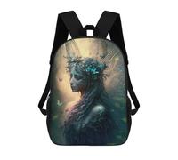 sinyumoney Kids Backpacks, Enchanted Forest Fairy Kids Backpack Student School Bag 3D Printed Bag Travel Backpacks Fashion Backpack Children Waterproof School Bags 17inch