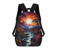 sinyumoney Kids Backpacks, Enchanted Forest Sunset -1 Kids Backpack Student School Bag 3D Printed Bag Travel Backpacks Fashion Backpack Children Waterproof School Bags 17inch