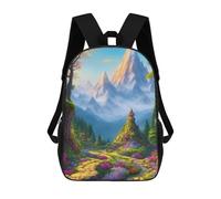 sinyumoney Kids Backpacks, Enchanted Garden Path Kids Backpack Student School Bag 3D Printed Bag Travel Backpacks Fashion Backpack Children Waterproof School Bags 17inch