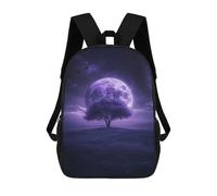 sinyumoney Kids Backpacks, Enchanted Night Sky with Giant Moon Kids Backpack Student School Bag 3D Printed Bag Travel Backpacks Fashion Backpack Children Waterproof School Bags 17inch