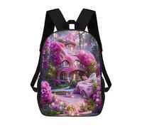 sinyumoney Kids Backpacks, Enchanted Pink Village Kids Backpack Student School Bag 3D Printed Bag Travel Backpacks Fashion Backpack Children Waterproof School Bags 17inch