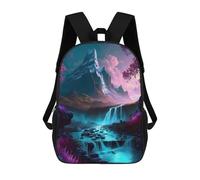 sinyumoney Kids Backpacks, Enchanted Waterfall Landscape -5 Kids Backpack Student School Bag 3D Printed Bag Travel Backpacks Fashion Backpack Children Waterproof School Bags 17inch