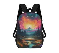 sinyumoney Kids Backpacks, Fantasy Forest Sunset Kids Backpack Student School Bag 3D Printed Bag Travel Backpacks Fashion Backpack Children Waterproof School Bags 17inch