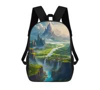 sinyumoney Kids Backpacks, Fantasy Mountain Valley Kids Backpack Student School Bag 3D Printed Bag Travel Backpacks Fashion Backpack Children Waterproof School Bags 17inch