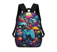 sinyumoney Kids Backpacks Fantasy Mushroom Forest with Game Controller Backpack School Backpack Children School Bag Travel Rucksacks Book Bags 3D Printed Backpack for Kids Boys And Girls 17inch