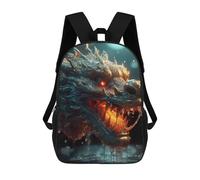 sinyumoney Kids Backpacks, Fiery Dragon Head -2 Kids Backpack Student School Bag 3D Printed Bag Travel Backpacks Fashion Backpack Children Waterproof School Bags 17inch
