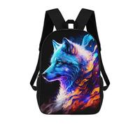 sinyumoney Kids Backpacks, Flame Wolf Artwork -4 Kids Backpack Student School Bag 3D Printed Bag Travel Backpacks Fashion Backpack Children Waterproof School Bags 17inch