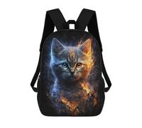 sinyumoney Kids Backpacks Flaming Cat Art Print -3 Backpack School Backpack Children School Bag Travel Rucksacks Book Bags 3D Printed Backpack for Kids Boys And Girls 17inch