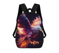 sinyumoney Kids Backpacks Flaming Eagle Artwork Backpack School Backpack Children School Bag Travel Rucksacks Book Bags 3D Printed Backpack for Kids Boys And Girls 17inch