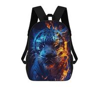 sinyumoney Kids Backpacks, Flaming Tiger Portrait -11 Kids Backpack Student School Bag 3D Printed Bag Travel Backpacks Fashion Backpack Children Waterproof School Bags 17inch