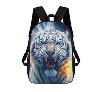 sinyumoney Kids Backpacks, Flaming White Tiger Portrait Kids Backpack Student School Bag 3D Printed Bag Travel Backpacks Fashion Backpack Children Waterproof School Bags 17inch